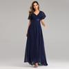 Chiffon Spring Summer Long Dress With Deep V Neck And Ruffle Details For Formal Events