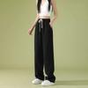 2026 Summer Women's Wide-Leg High-Waisted Loose Suit Pants with Double Buttons and Drawstring - Lightweight and Casual
