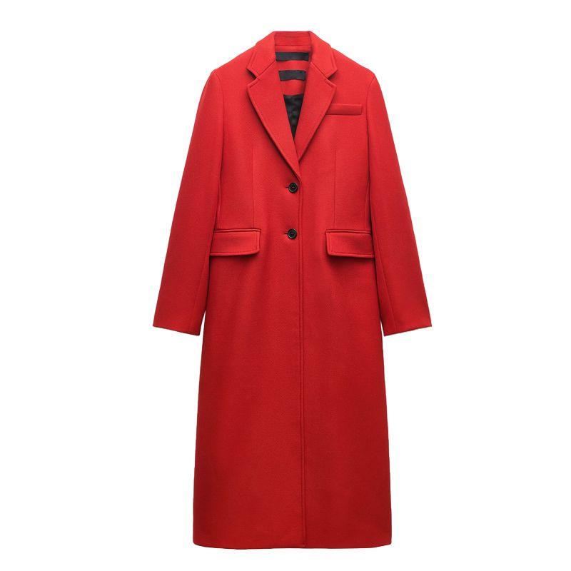 Fall and Winter Red New Style Long Version Normcore Work Clothing Casual Polo Collar Long Sleeves Silm Coat Outwear 8354748