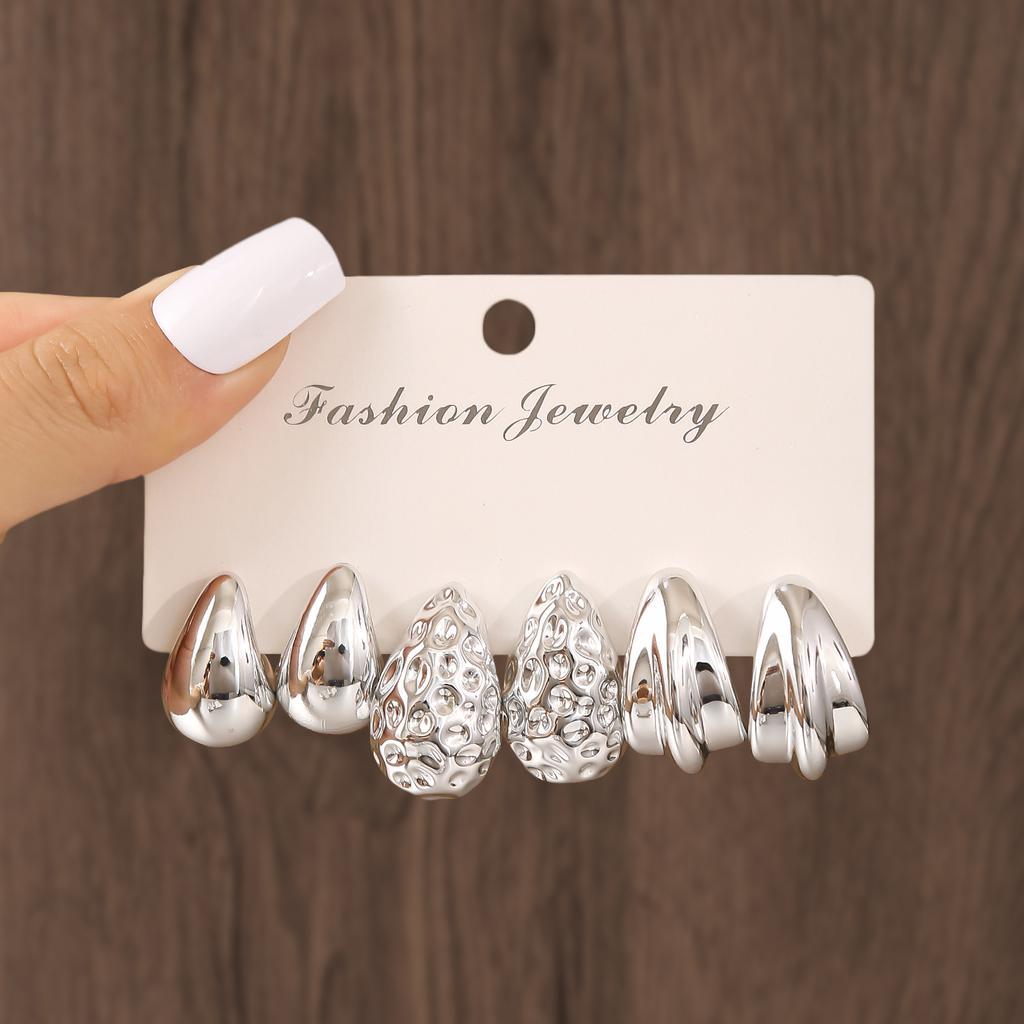 Foreign Trade Hot-selling Explosion Geometric Shape Water Drop Earrings Set CCB Exaggerated Earrings Elegant and Versatile