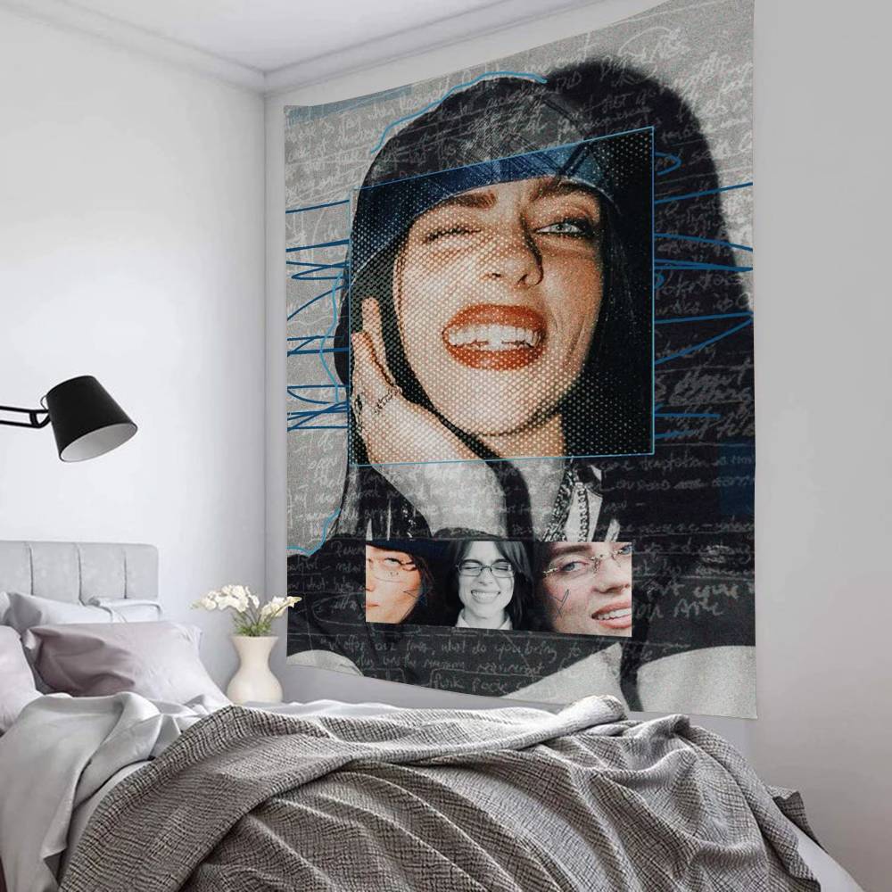 1pc Famous Singer BbillieS Singer Colorful Tapestry Wall Hanging Bohemian Wall Tapestries Mandala Wall Art Decor