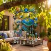 Stained Glass Acrylic Ornament Ocean-Themed Wind Chime Decoration, Animal Hanging Sun Catcher with Faux Crystal Drops, Beach House Wall Ornaments for
