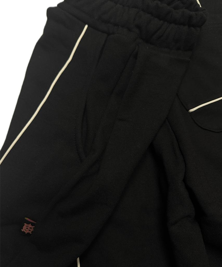 Aseuteleuwoldeu Symbol Logo Two-Tuck Cotton Track Pants (Black)