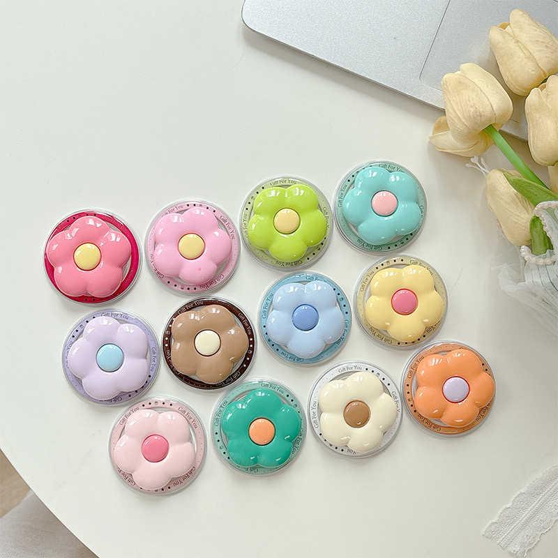 Hyuna Style Solid Color Floral Phone Holder with Magnetic Magsafe, Stable Retractable Design.