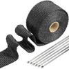 Egzoz Isı Sarma Bandı, 2" x 20' Isı Kalkanı Bandı, Siyah