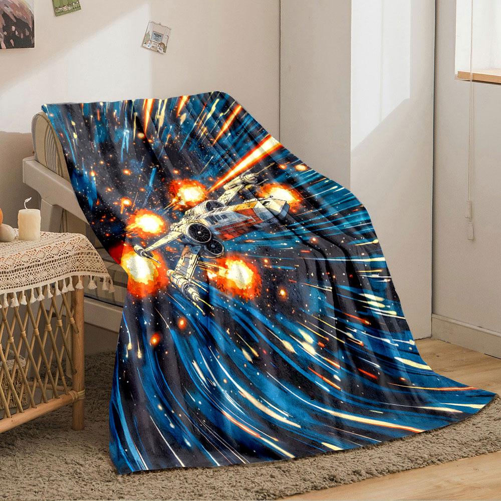 Spaceship Battle in Galaxy for all seasons blanket lunch break throw gift