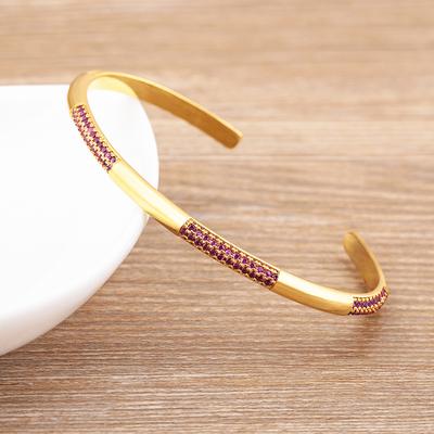 Nidin New Fashion Men Geometric Rainbow Rhinestone Zircon Open Adjustable Cuff Bangle Women Charm Jewelry Party Exquisite Gifts