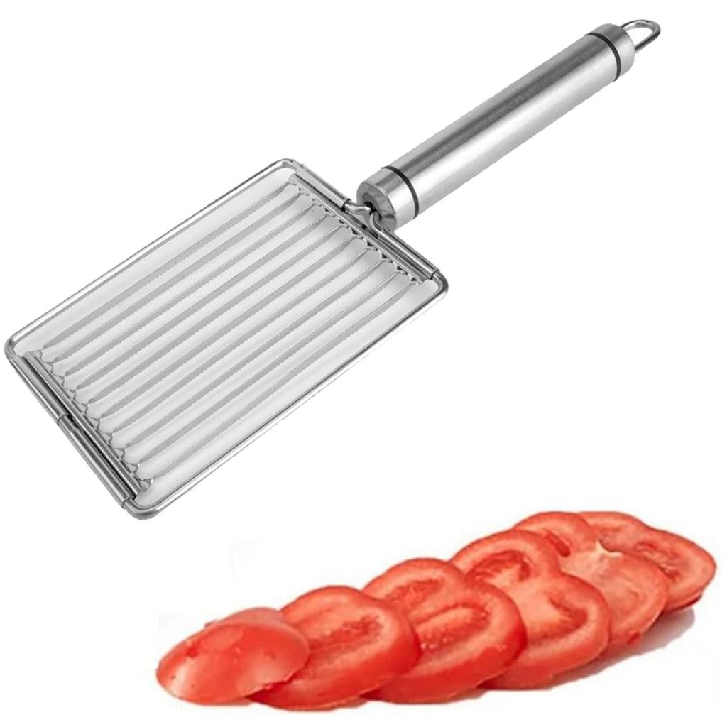 Krajalnica do cebuli ze stali nierdzewnej – Ergonomiczny uchwyt, szerokie płaskie ostrze do łatwego krojenia cebuli, pomidorów, ziemniaków i warzyw, bezpieczna i trwała kuchnia