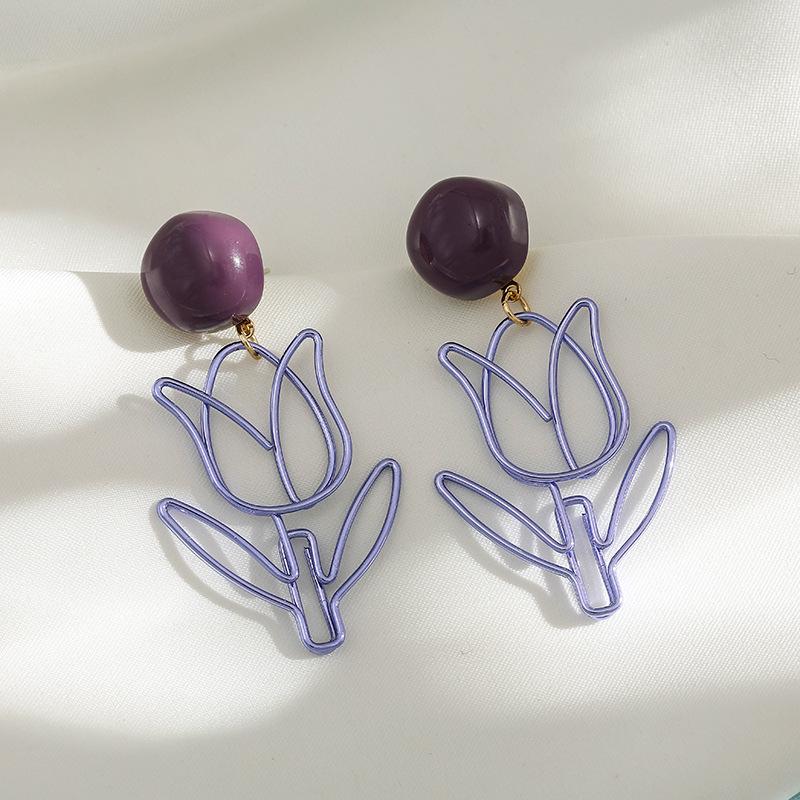 

Серьги-бабочки из серебра S925 синего цвета - Корейский стиль, Ретро серьги-пусеты с цветком для женщин, B956