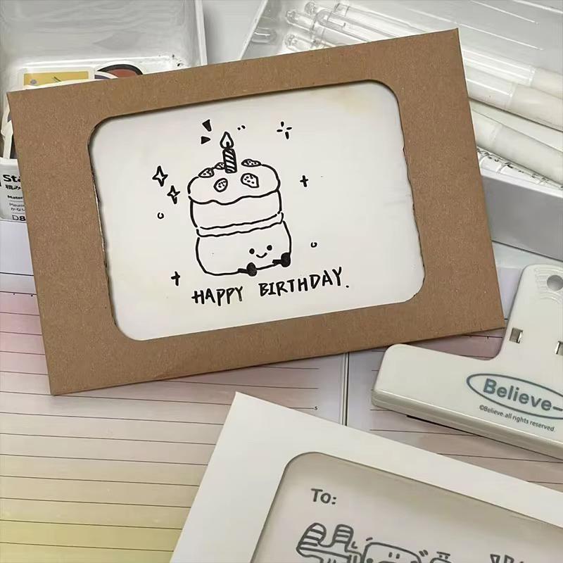 Flame Burning Greeting Card Diy Handmade Burning With Matches Happy Birthday Envelope Paper Material Wrapped Greeting Card Gift