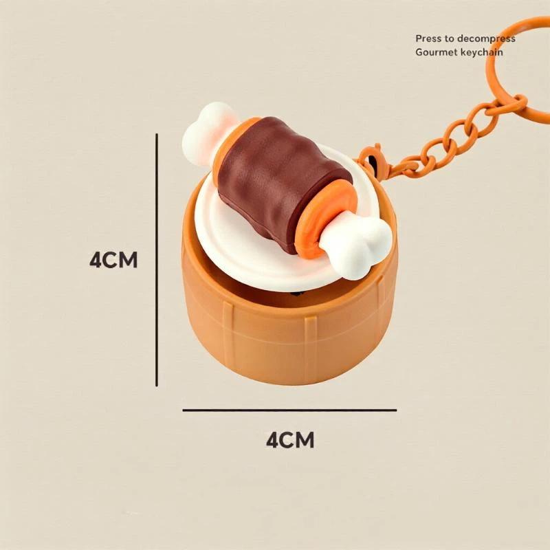 Food Shaped Anti Anxiety Stress Relief Keychain Realistic Creative Soft Squeeze Toy Key Ring for Kids Gift