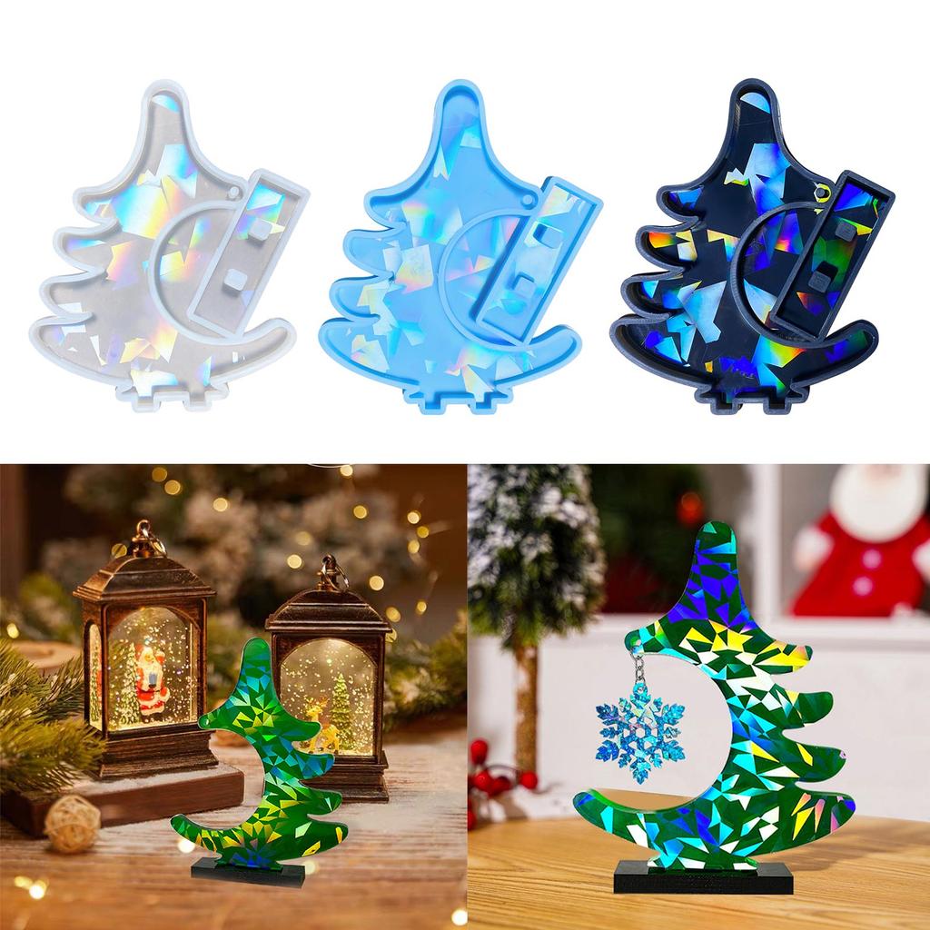 Holographic Tree Ornament Crafts Silicone Mold Jewelry Epoxy Casting Jewelry Tool Making Resin Diy Craft Home Decoration