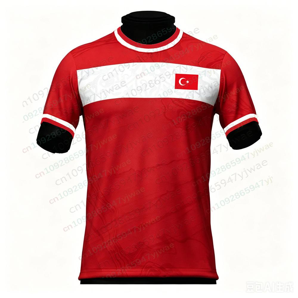Maglietta da calcio Heritage Turchia Rossa Stampa 3D Manica Corta Leggera Traspirante Asciugatura Rapida T-shirt Estiva da Uomo
