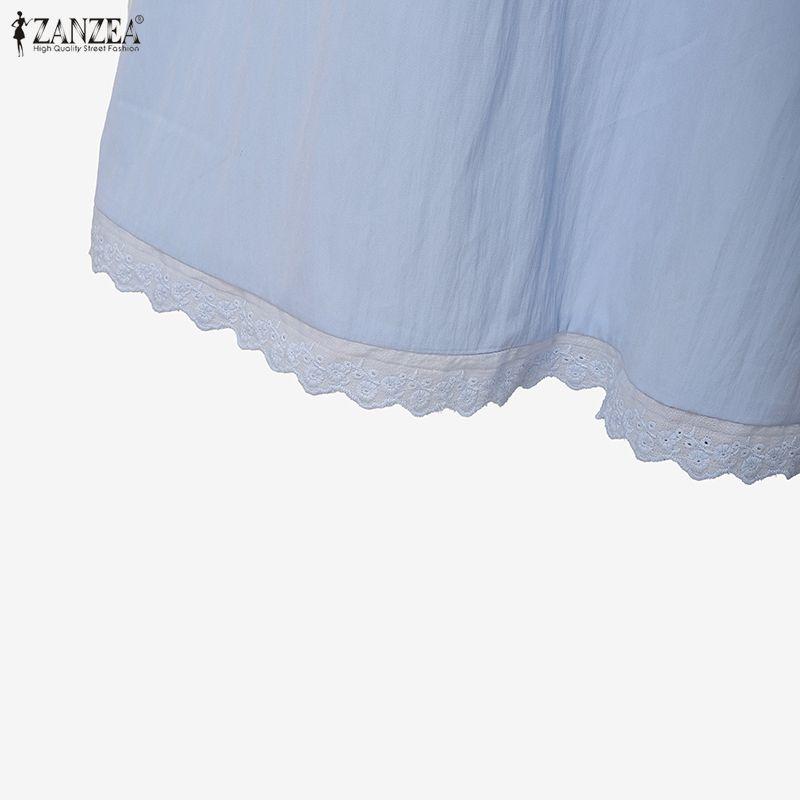 ZANZEA Womens Casual Round Neck Summer Loose Sleeveless Dress