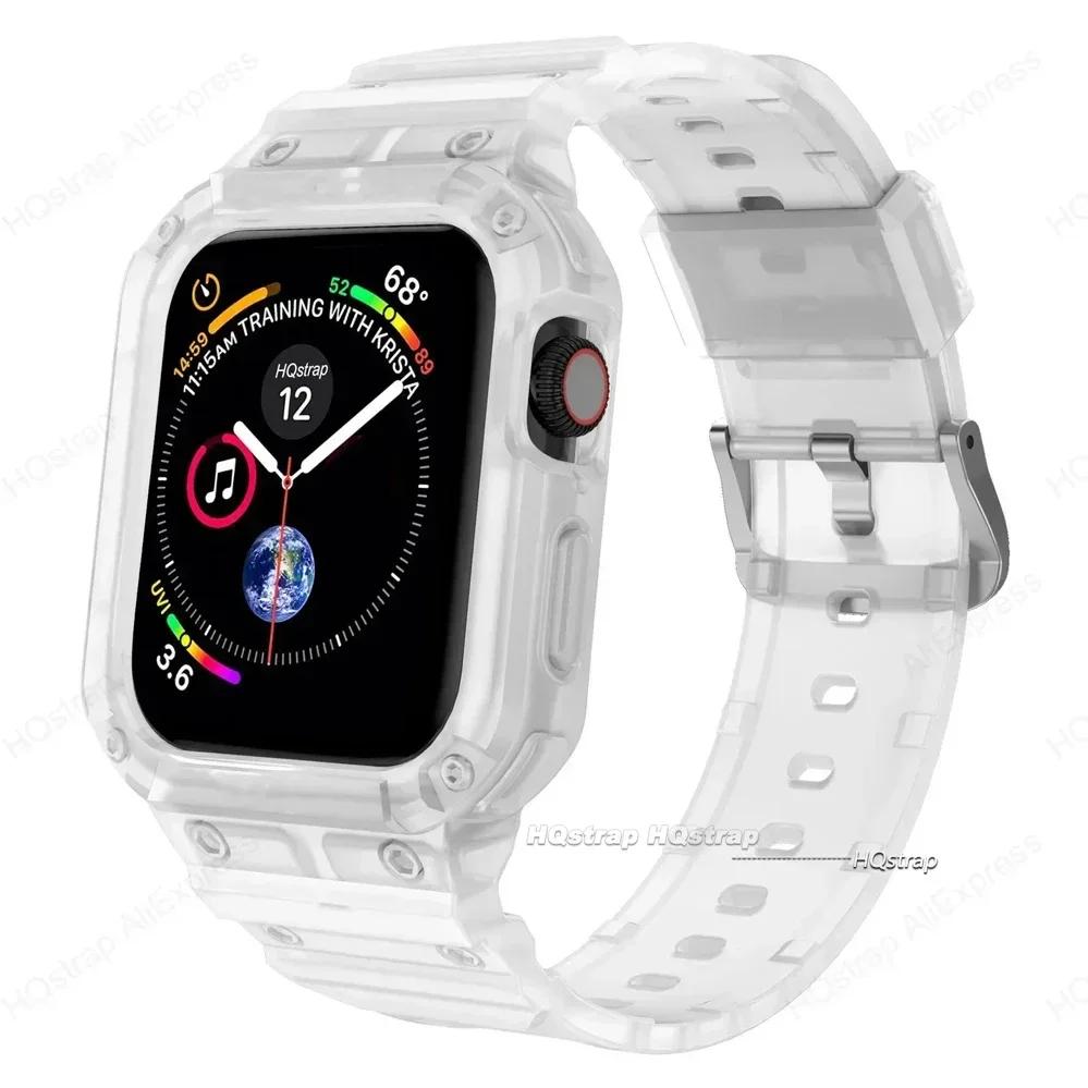 Case for Apple Watch Band 44mm 45mm 49mm 42mm 40/38 Watch Strap for Iwatch 7 8 6 5 4 SE TPU Protective Cover Silicone Bracelet