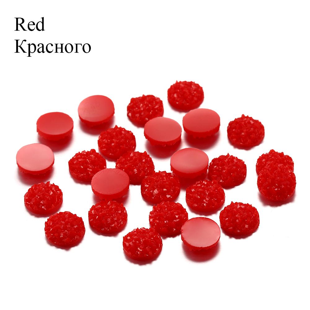50Pcs/Lot 8mm Mix Colors Natural Ore Style Cabochons Convex Flat Back Resin Half Round Cabochons For DIY Jewelry Making Supplies