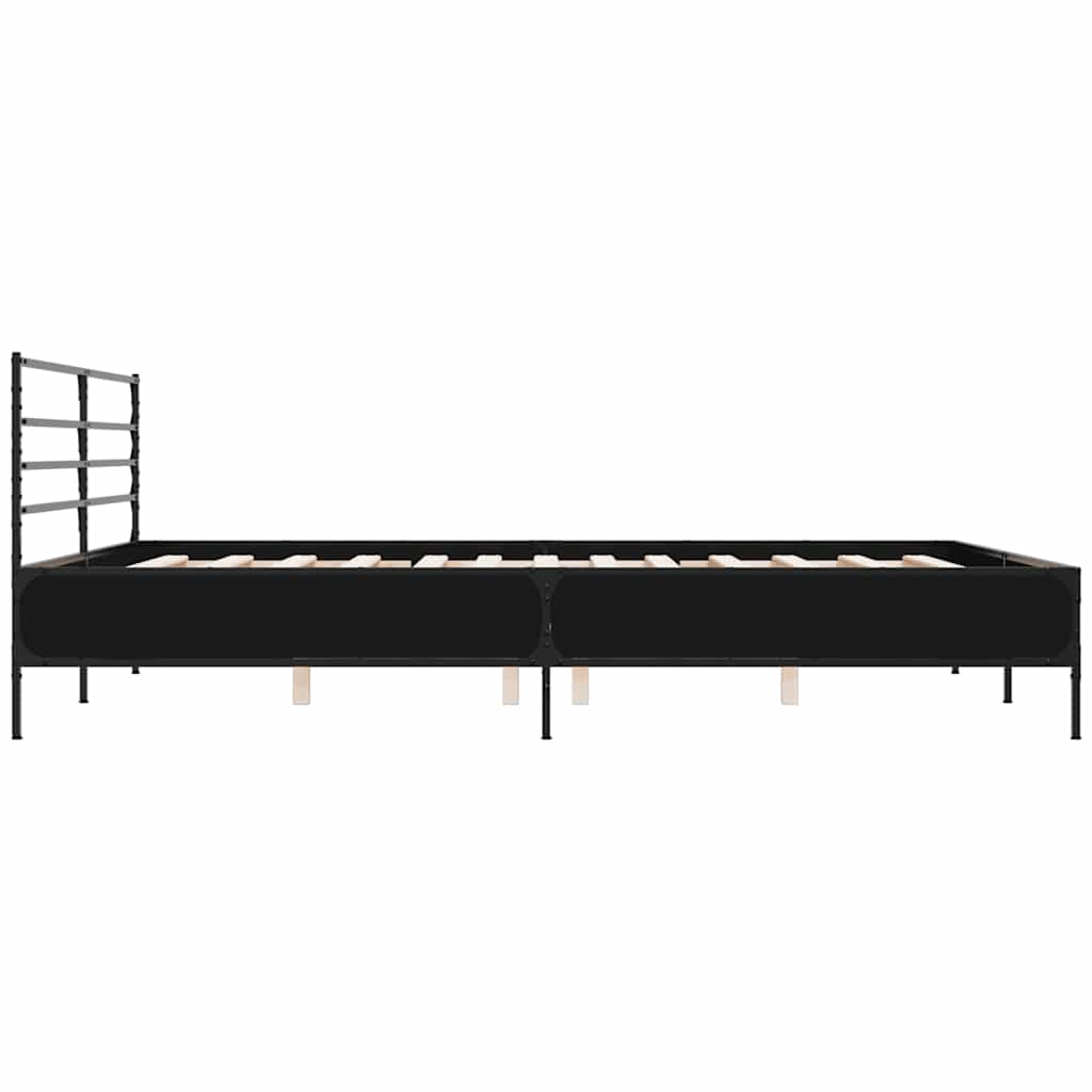 Bed Frame Black 200x200 cm Particleboard and Metal