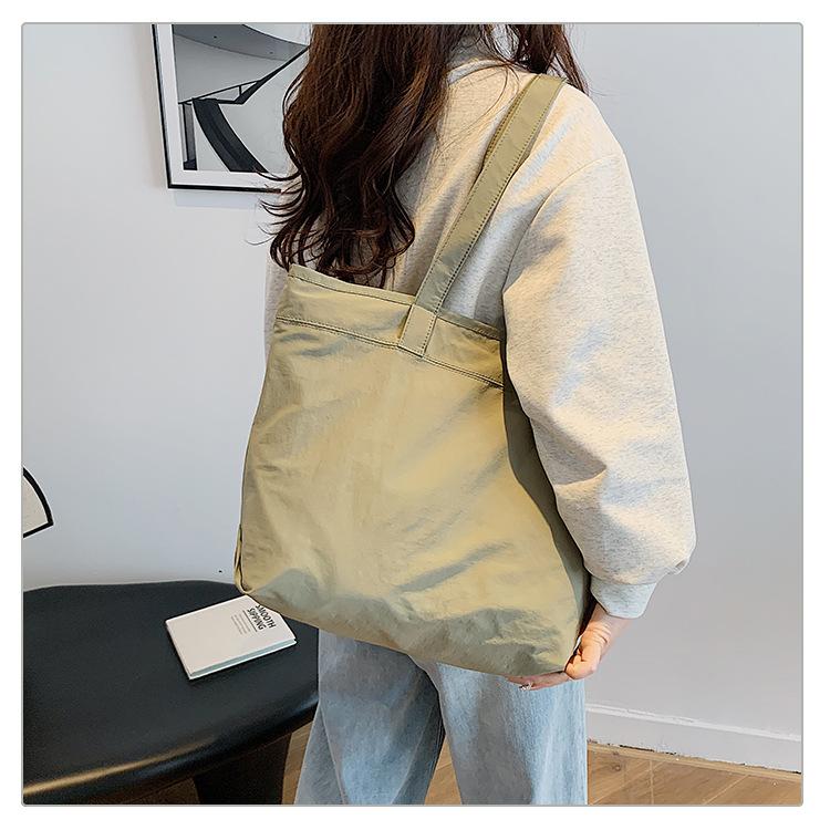 School bag large capacity fashion backpack simple solid color shoulder bag lightweight tote bag college student versatile class bag