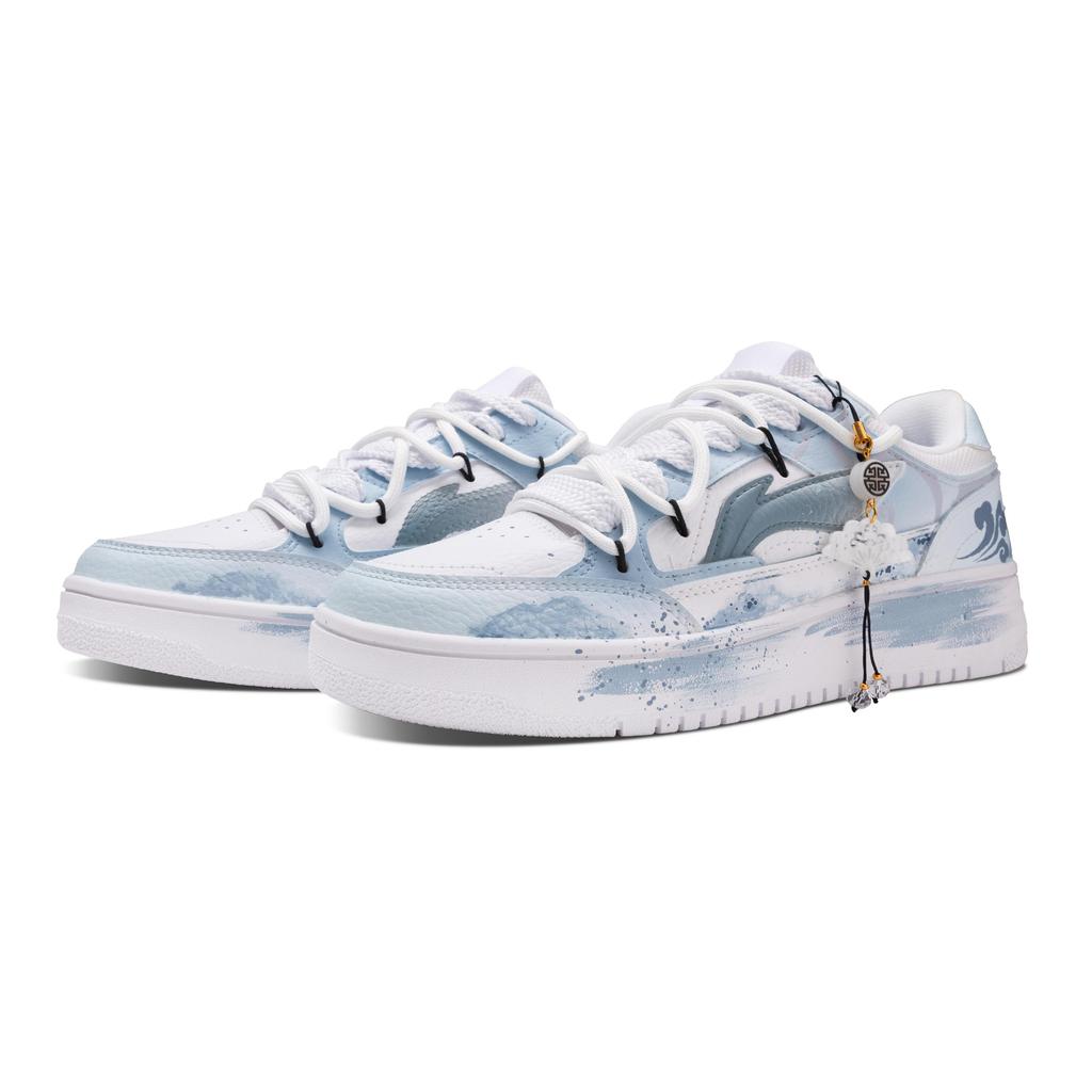 Li Ning Tianji Slip Resistant Cushioning Abrasion Resistant Low top Skateboard Shoes Men's White Blue AGCU095-5(Team947-)