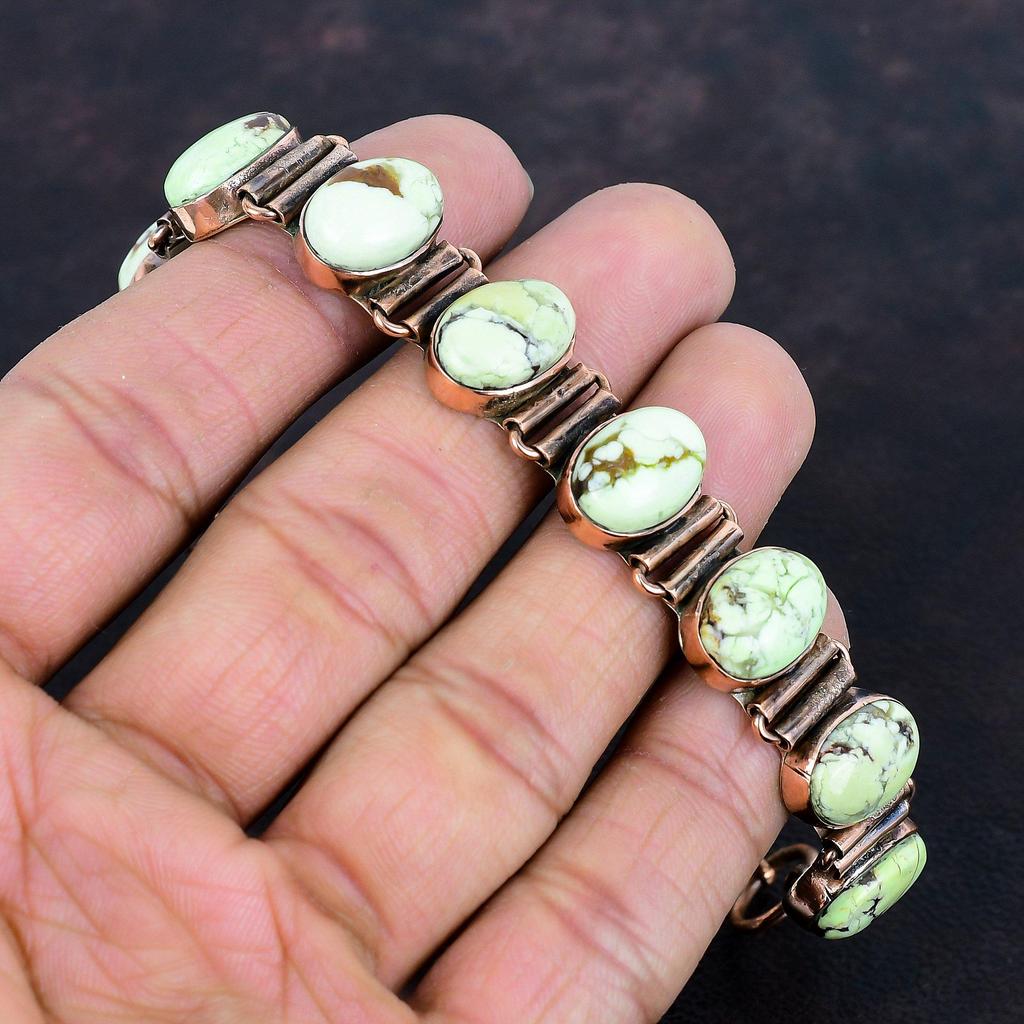 Lemon chrysoprase bracelet copper bracelet handmade adjustable chain bracelet real gemstone bracelet beautiful copper jewelry gifts for mom