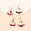 Personality Asymmetrical Geometric Large Circle Wood Christmas Earrings 2025ins Vintage European and American Earrings