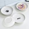 Ceramic Pet Bowl with Silicone Pad - Non-Slip Cat Paw & Fish Bone Design for Kittens