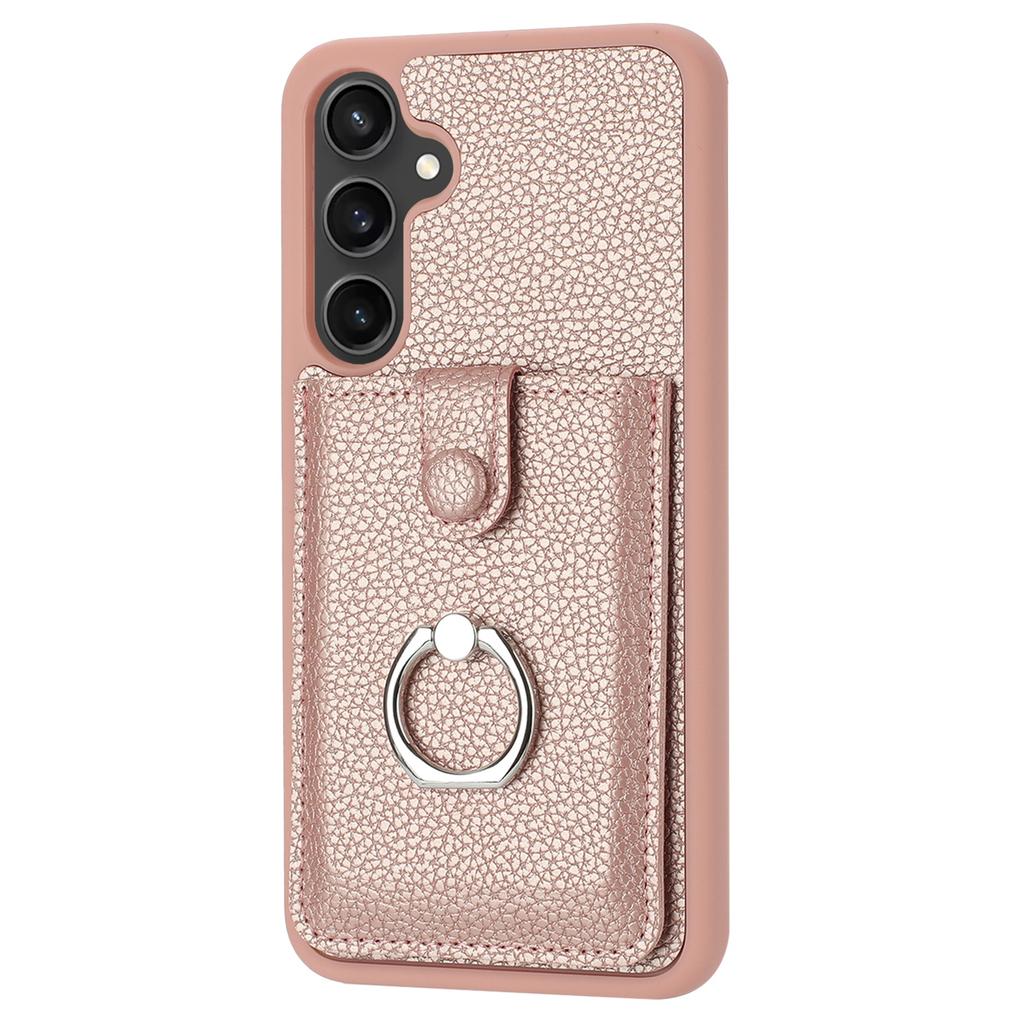 For Samsung Galaxy A15 4G/5G Case Drawing Type Card Slots Litchi Texture Leather Back Cover with Ring Kickstand