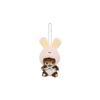 Sekiguchi Monchhichi Animal Babychichi SS Large Face Keychain Plush Toy - Rabbit (205806) H13×W6.5×D7cm