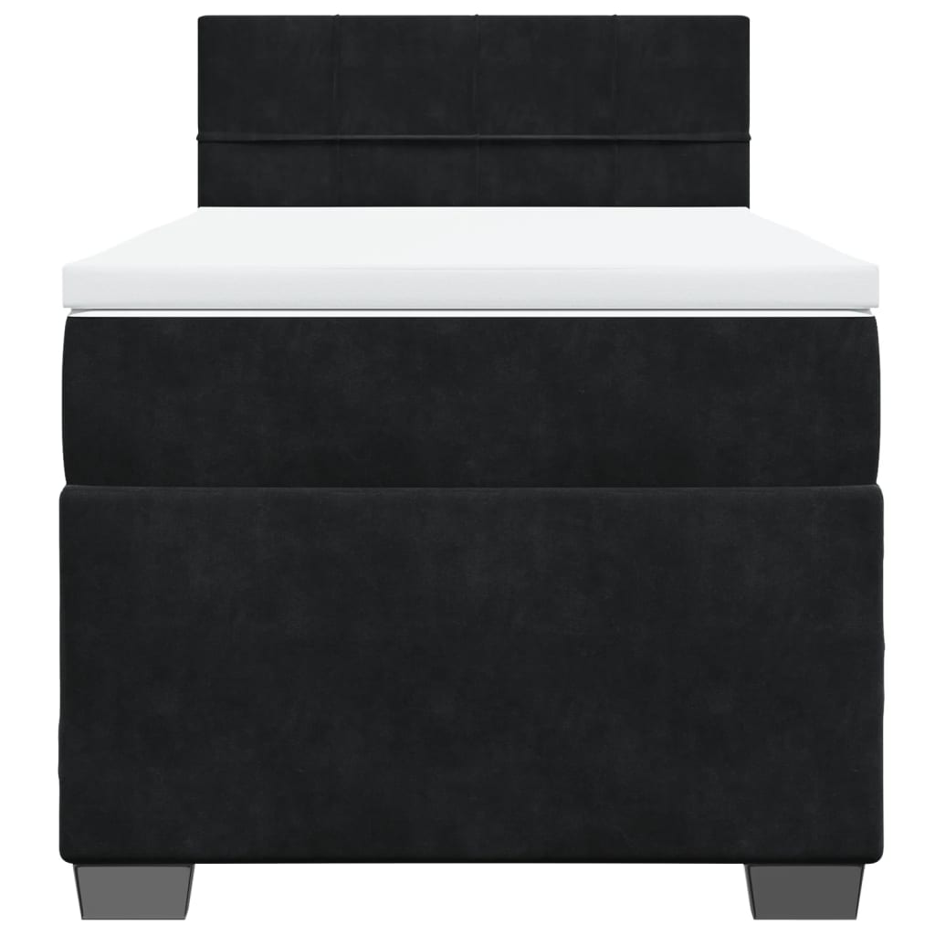 Box Spring Bed with Mattress Black 90x200 Cm Velvet