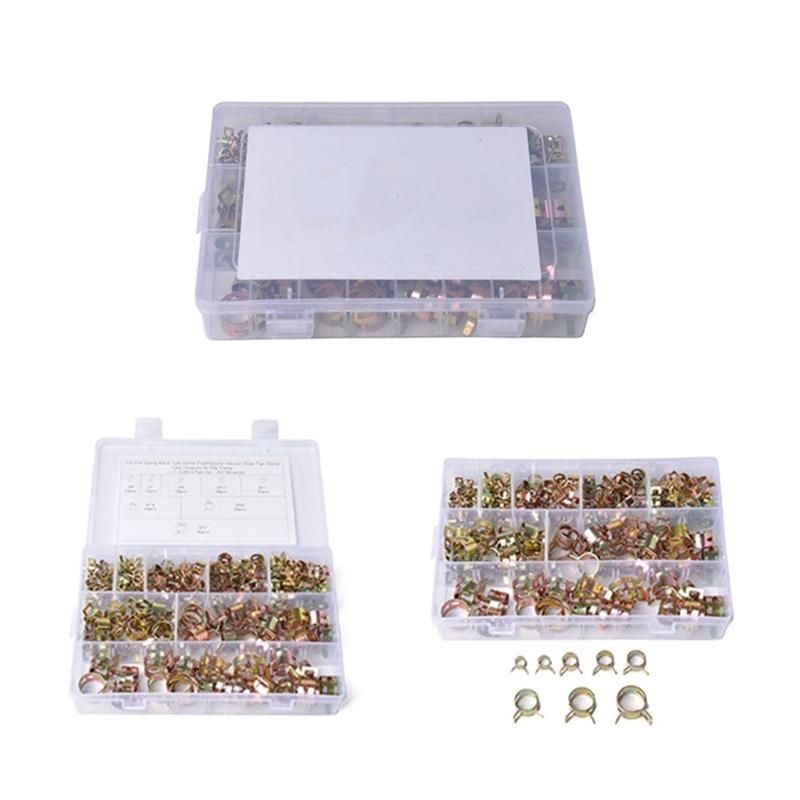 Car Truck Spring Clips Fuel Oil Water Hose Pipe Air Tube Clamp Plumbing Fastener Assortment for Motorcycle Boats 160pcs