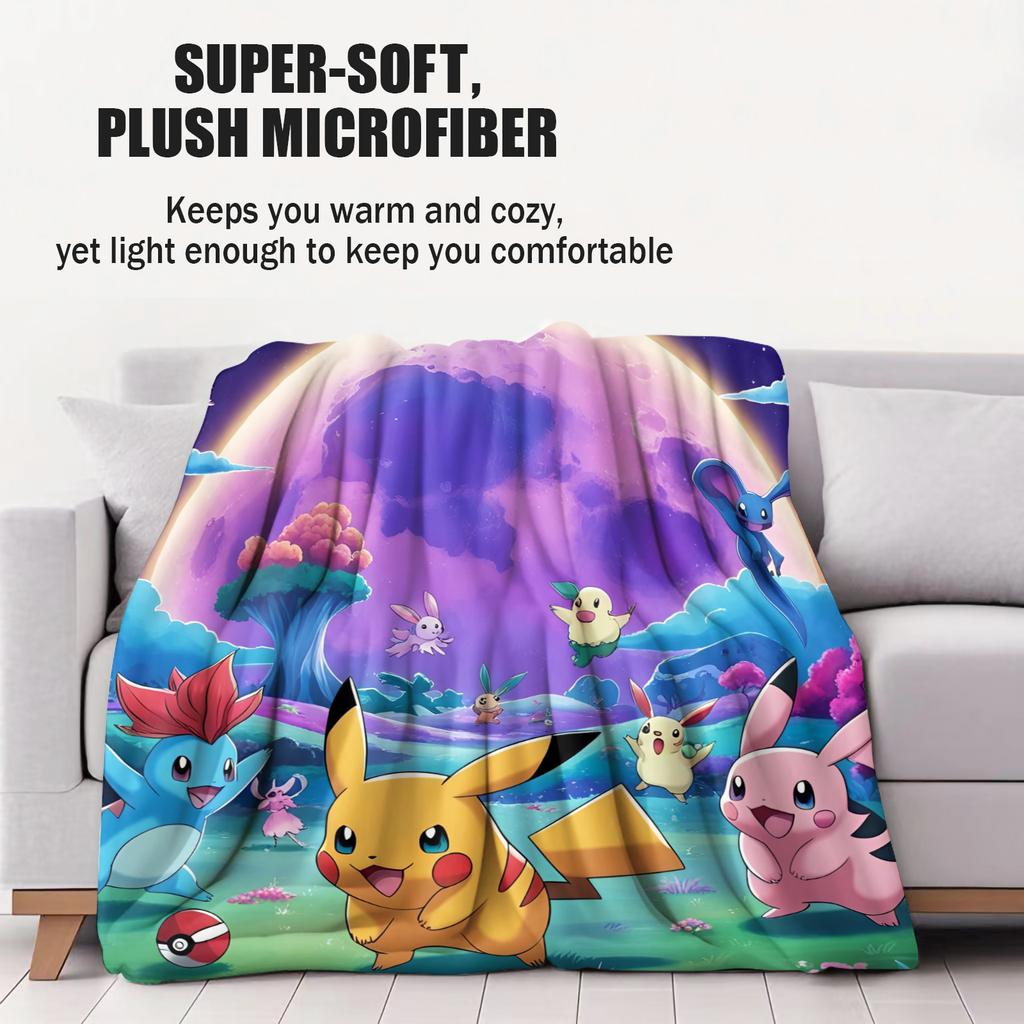 Odolný malý potisk Eevee Pokemon přikrývka na klimatizaci vhodná pro postele pohovky auta kanceláře ventilátor na zdřímnutí dárek všechna roční období