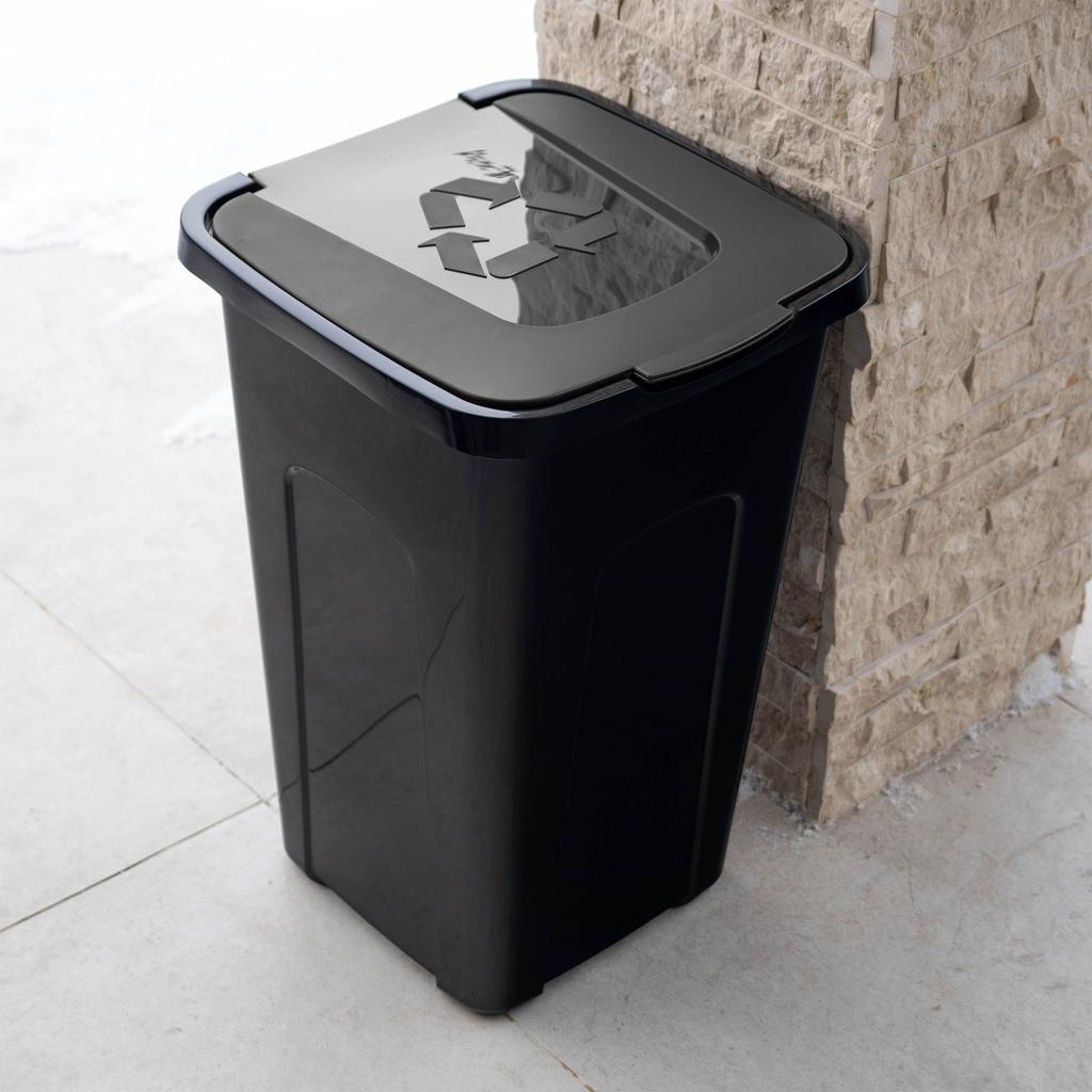 KADAX Trash Can Waste Container for Sorting 50L Bucket Black Container