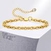 Vnox Women Link Chain Bracelet,Classic Gold Plated Stainless Steel Adjustable Bracelets,Charm Female Jewelry Stone Tail Gifts