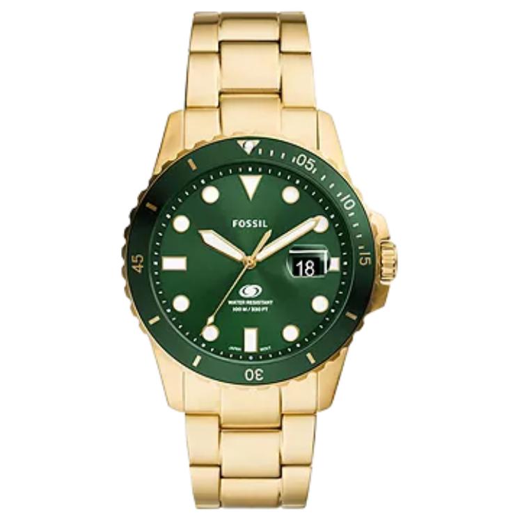 

FOSSIL BLUE DIVE Wrist Watch Quartz Movement Stainless Steel Strap 42mm Green Dial Unisex 100m Water Resistant FS6030 Green Dial