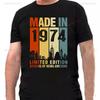 Made In 1974 Limited Edition Print Birthday Gift Tshirt Mens Cotton Tees 51 Years Old Short Sleeve Tshirt Gift Creative Tops