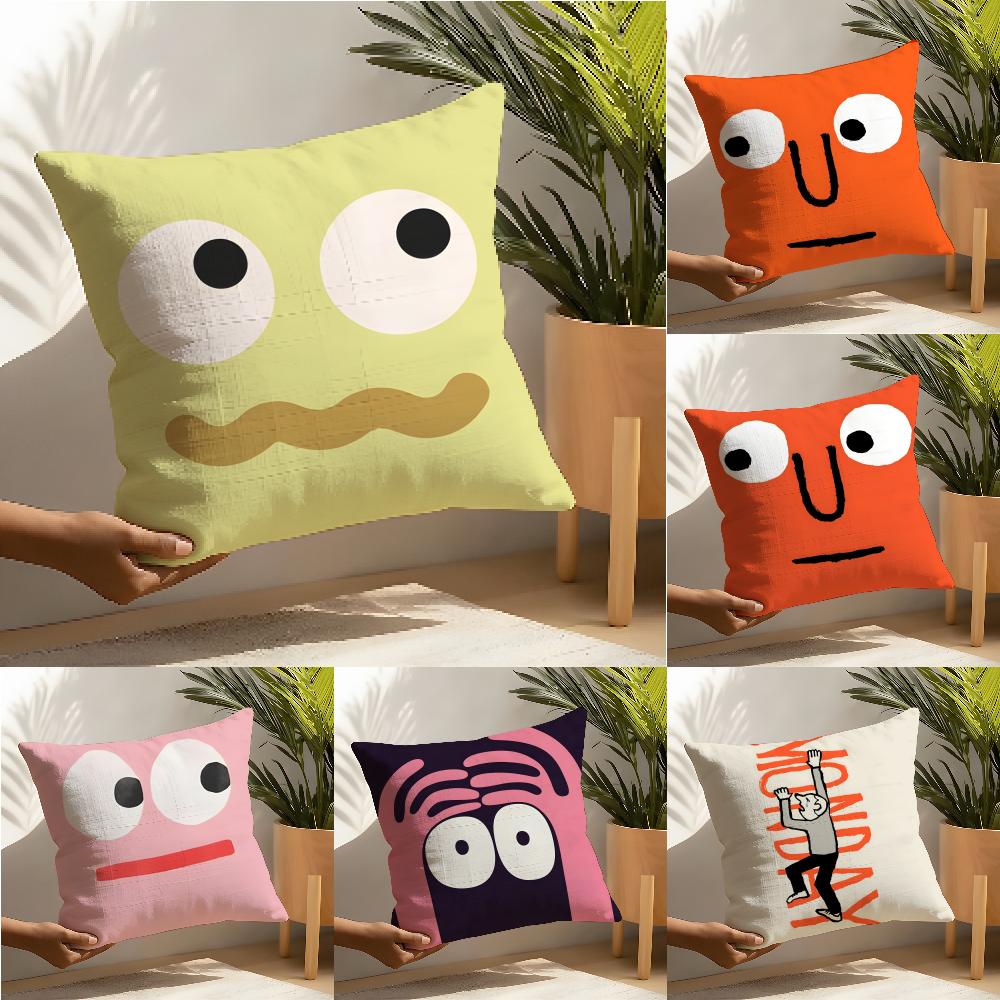 Pillow Case Cotton Linen Fabric Square Zipper Pillowcase Home Decorative Living Room Aesthetic Art Artist J-Jean Jullien 3