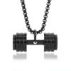 Coole Titanstahl Kurzhantel Anhänger Halskette Langhantel Fitness Anhänger für Männer und Frauen Freizeit Sport Punk Schmuck