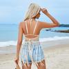 Damen Sommer Handgehäkelte Fransen Camisole Bikini Tunika Überzug Strand Überzüge