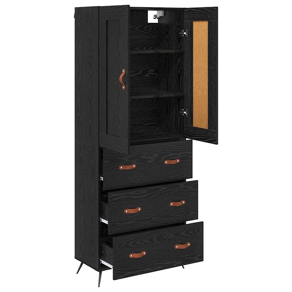 Highboard Black Oak Effect 69.5 x 34 x 180 cm Particleboard