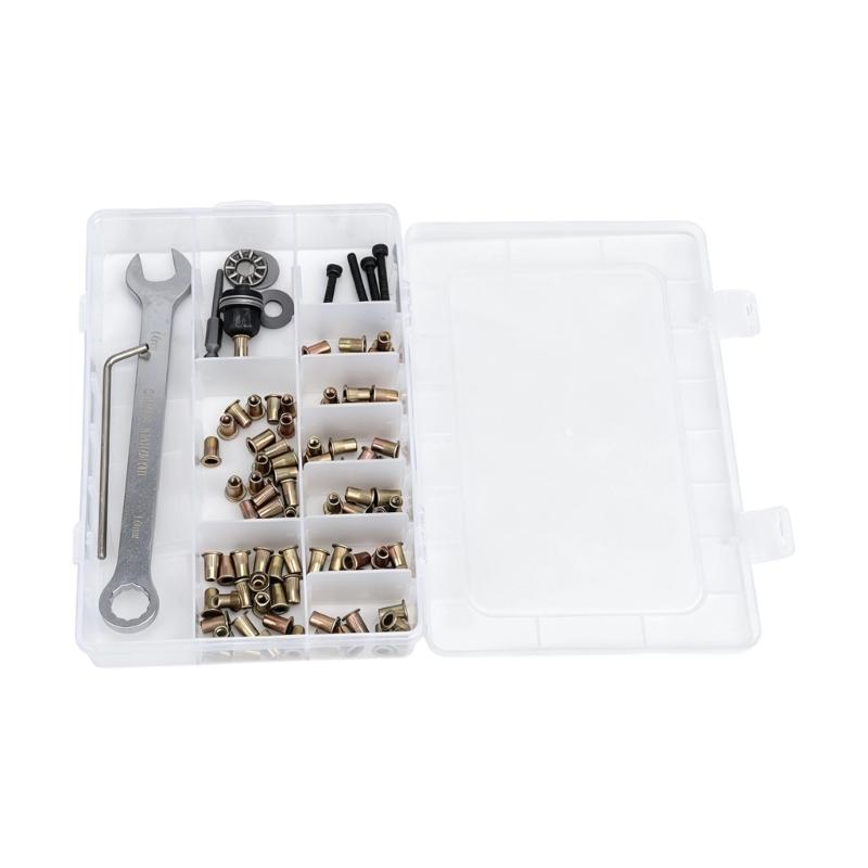 Rivet Nut Repair Tool Kit, Boxed Carbon Steel Accessory Set for Manual Fastening Work, Hardware Installation, Routine Care