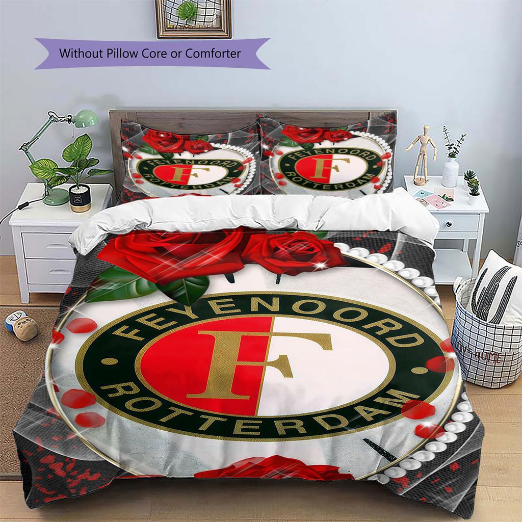 Feyenoord Patronen Beddengoed, Dekbed Set Dekbedovertrek Kussensloop Huis Verjaardagscadeau(1 dekbedovertrek + 2 kussenslopen, zonder binnenkussen)