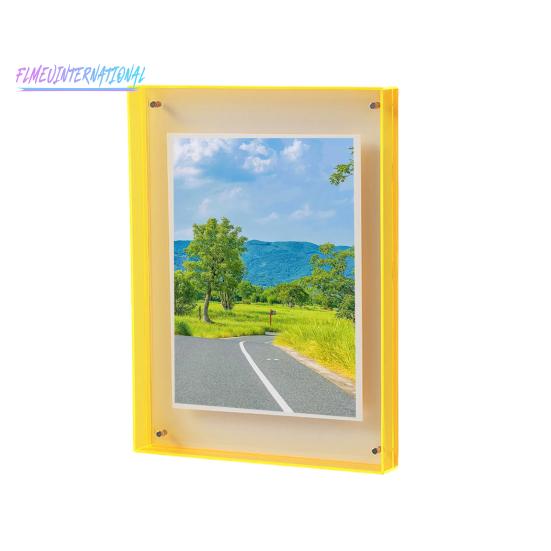 Photo Frame Vibrant Floating Acrylic Picture Frame - Desk Wall Art Frame for Gallery Home Office Decoration
