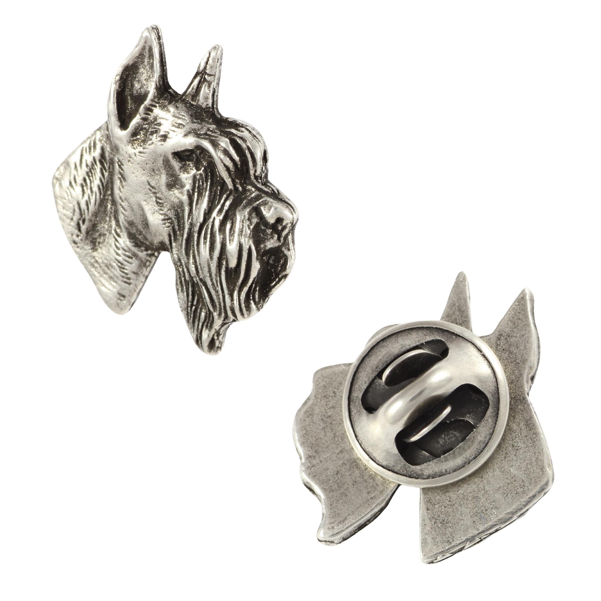 

Schnauzer II - Silver-plated dog brooch, elegant pin, jacket lapel decoration by Art-Dog brand срібний