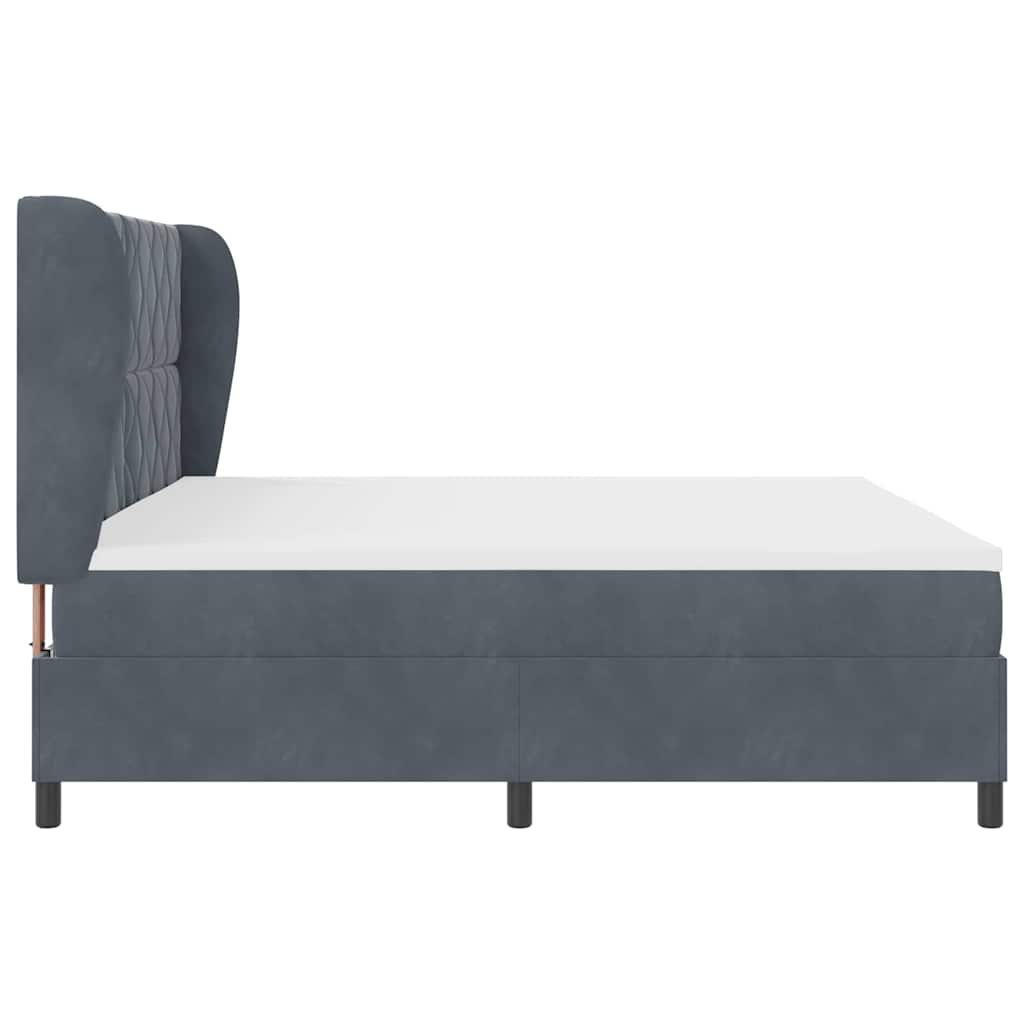 Boxspring Bed with Headboard Dark Grey 200 x 200 cm Velvet