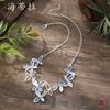 New Color Painting Oil Hollow Butterfly Necklace, Fashionable and High-end Women's Versatile Butterfly Necklace