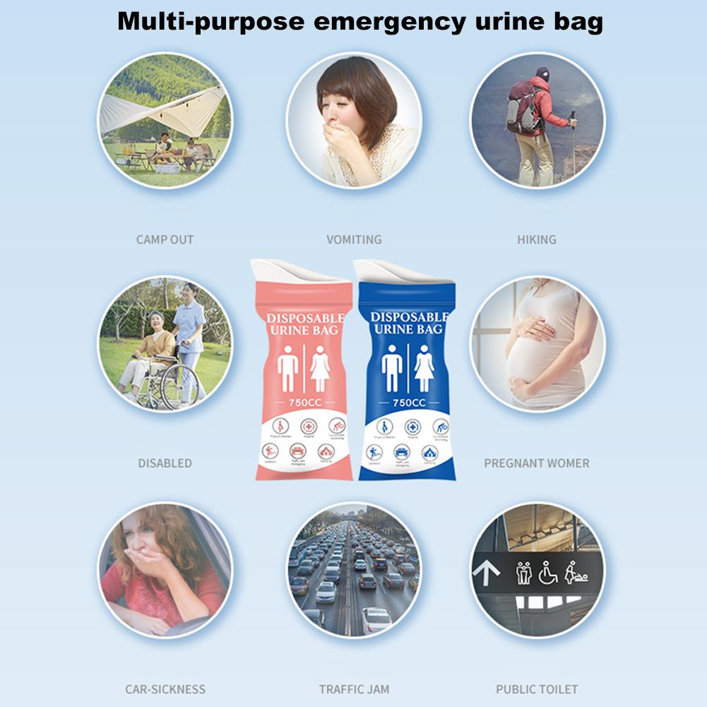 4Pcs Disposable Urinal Bag Outdoor Emergency Urinate Bags 750ml Emergency Pee/Wee Bags Car Pee Bags for Baby Women Men