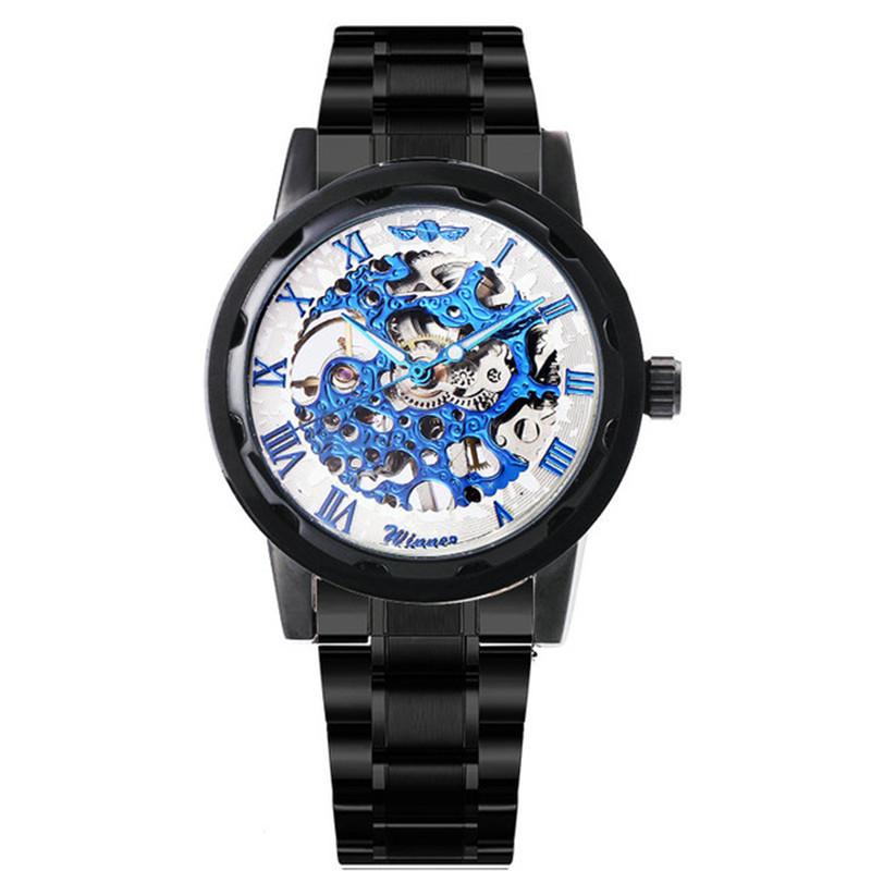 18 Colors Winner Men'S Fashion Business Casual Hollow Room Gold Strap, Manual Mechanical Watch
