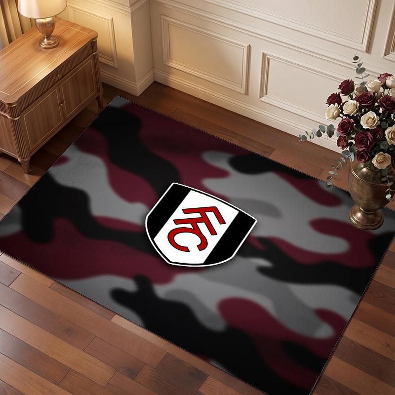 Fulham Football Print Crystal Velvet Rug, Comfortable Water Absorbent Non Slip Indoor Floor Carpet