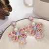 Fashionable colorful bow earrings for women exaggerated personality light luxury earrings heavy industry earrings colorful flowers
