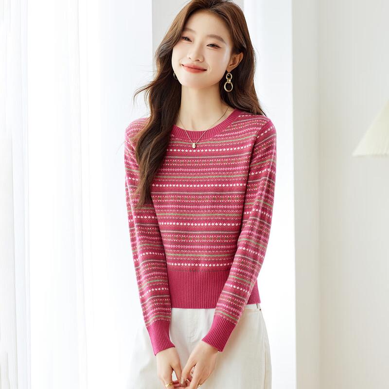 

Женский короткий ретро-жаккардовый свитер из чистой шерсти Srcr XL